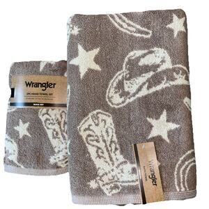 Wrangler Cowboy Club Brown Western Boots Set Of 2 Bath & 2 Hand Towels New
